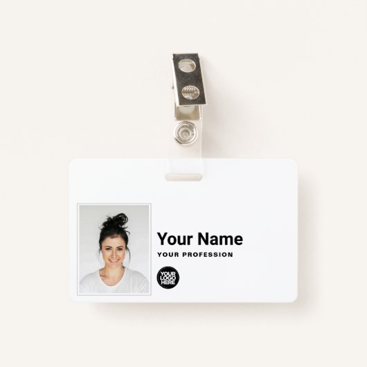 Badge Employé Personnalisé - Photo, Code Barre, Logo, No (Devant avec clip)