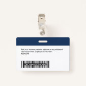 Badge Employé Personnalisé - Photo, Code Barre, Logo, No (Dos avec clip)