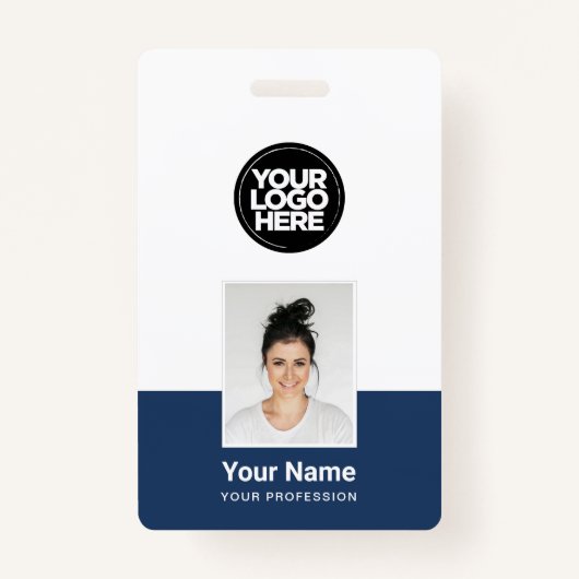Badge Employé personnalisé - Photo, code-barres, grand l (Devant)