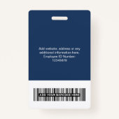 Badge Employé personnalisé - Photo, code-barres, grand l (Dos)