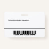 Badge Employé personnalisé - Photo, logo, code à barres  (Dos)