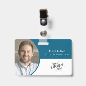 Badge Employé personnalisé, Photo, Nom, Titre, Logo, Cod (Avant avec clip)