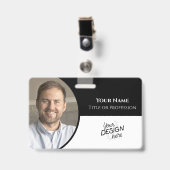 Badge Employé personnalisé, Photo, Nom, Titre, Logo, Cod (Avant avec clip)