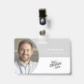 Badge Employé personnalisé, Photo, Nom, Titre, Logo, Cod (Avant avec clip)