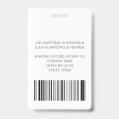 Badge Employé personnalisé rouge - ID photo, logo, code  (Dos)