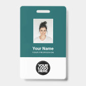 Badge Employé personnalisé sarcelle, Photo, Code-b (Avant)