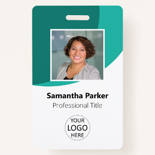 Badge Employé Personnalisé Sarcelle - Photo, Logo,