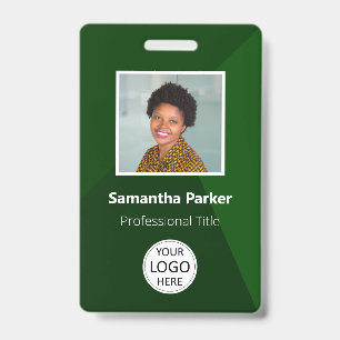 Badge Employé Personnalisé Vert - Photo, Logo, Cod