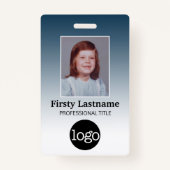 Badge Employé - Photo, Code barre, Logo, Dégradé de nom (Devant)