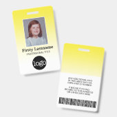 Badge Employé - Photo, code-barres, logo, dégradé de nom (Avant & arrière)