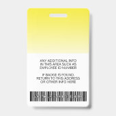 Badge Employé - Photo, code-barres, logo, dégradé de nom (Arrière)