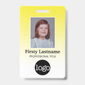 Badge Employé - Photo, code-barres, logo, dégradé de nom (Avant)