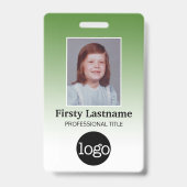 Badge Employé - Photo, code-barres, logo, dégradé de nom (Avant)