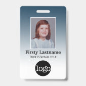 Badge Employé - Photo, code-barres, logo, dégradé de nom (Avant)