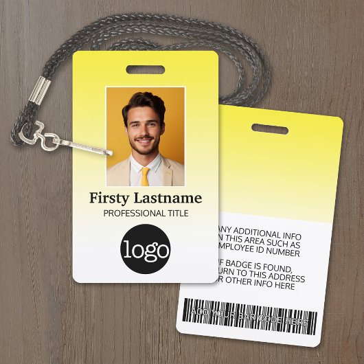 Badge Employé - Photo, code-barres, logo, dégradé de nom