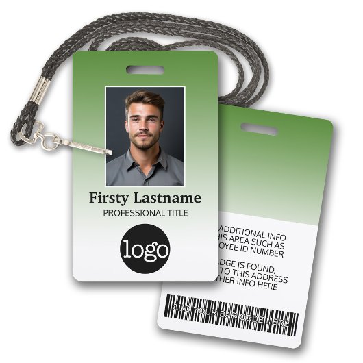 Badge Employé - Photo, code-barres, logo, dégradé de nom