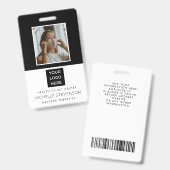 Badge Employé photo élégant (Recto et verso)