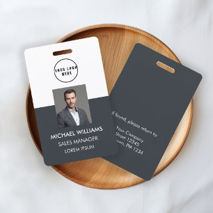 Badge Employé Photo-ID Blanc Gris foncé Carte d'identité