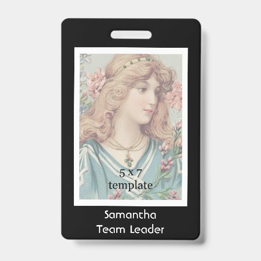 Badge Employé photo noir classique (Avant)