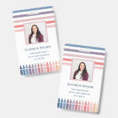 Badge Employé Professeur Rayure Rétro (Avant & arrière)