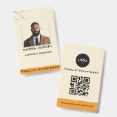 Badge Employé Professionnel Abstrait Sarcelle & Pêche Mo (Avant & arrière)