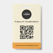 Badge Employé Professionnel Abstrait Sarcelle & Pêche Mo (Arrière)