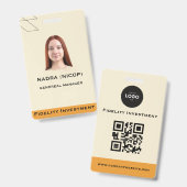 Badge Employé Professionnel Abstrait Sarcelle & Pêche Mo (Avant & arrière)