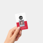 Badge Employé Rouge - Photo, Code-barres, Logo, Nom ID (Manuel / portable)