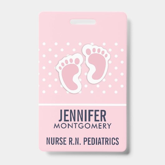 Badge Empreintes Bébé Rose Cute (Avant)