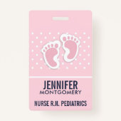 Badge Empreintes Bébé Rose Cute (Devant)