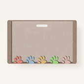 Badge Empreintes de pattes de chien Faux Kraft Papier Te (Dos)