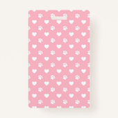 Badge Empreintes de pattes et coeurs d'animaux roses et  (Dos)