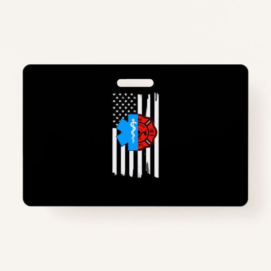 Badge Emt Firefighter American Flag Distressed.Png (Devant)