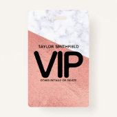 badge en marbre doré Rose à la mode VIP lanyard pe (Devant)