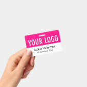 Badge en PVC rose vif horizontal pour identificati (Manuel / portable)