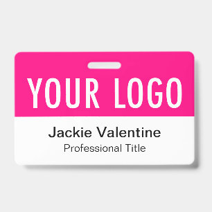 Badge en PVC rose vif horizontal pour identificati