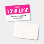 Badge en PVC rose vif horizontal pour identificati (Avant & arrière)