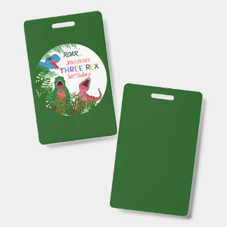 Badge Enfant amusant 3e anniversaire Jurrasic Trois Rex