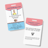 Badge Enfant Garçon Fille ID Identification Personnalise (Avant & arrière)