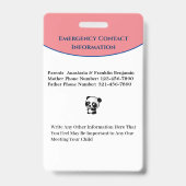 Badge Enfant Garçon Fille ID Identification Personnalise (Arrière)