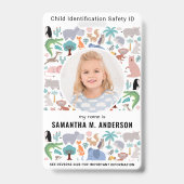 Badge Enfant ID d'urgence mignonne Animaux amusants Enfa (Front)