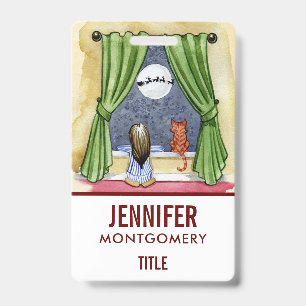Badge Enfant mignon de la veille de Noël & Chat Chaton A