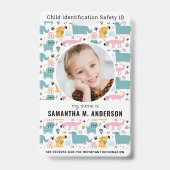 Badge Enfants ID Urgence Chiots Mignons Identification E (Avant)