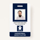 Badge Enquêteur paranormal Code QR bleu marine Code phot (Devant)