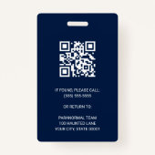 Badge Enquêteur paranormal Code QR bleu marine Code phot (Dos)