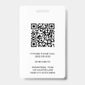 Badge Enquêteur paranormal Code QR Étiquette de nom Phot (Arrière)