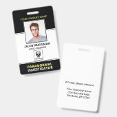Badge Enquêteur Paranormal Employé Photo ID Sécurité (Avant & arrière)
