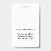 Badge Enquêteur Paranormal Employé Photo ID Sécurité (Arrière)