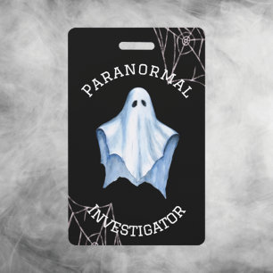Badge Enquêteur paranormal fantôme et toiles d'araignée