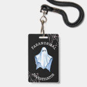 Badge Enquêteur paranormal Ghost & Cobwebs Noir (Avant avec lanière)